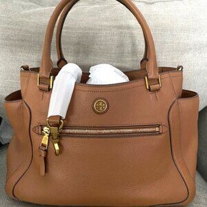 Tory Burch Frances Leather Satchel Bag Large Authentic Tan Brown
